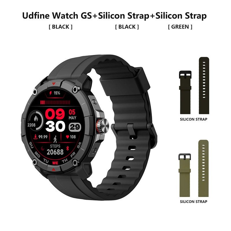 Udfine Watch GS 1.38″ HD Display Bluetooth Calling Alexa With GPS Smartwatch Double Straps – Black Color